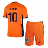 Camiseta Países Bajos Memphis Depay #10 Primera Equipación para niños Eurocopa 2024 manga corta (+ pantalones cortos)